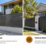 Horizontal vs vertical aluminium slat fencing comparison showing different styles for Northern Beaches homes